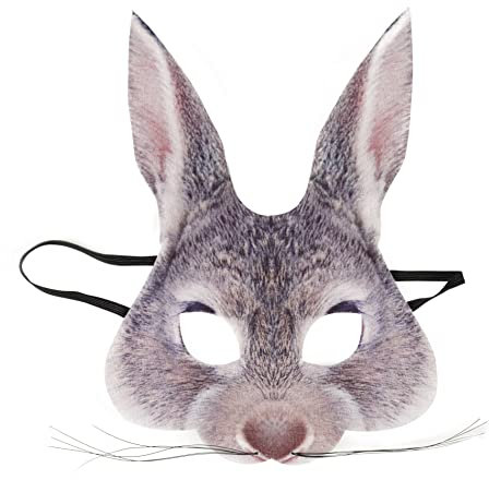RAPPA Lebensechte Tiermaske Hase - Karnevalsmaske Hasenmaske - Unisex-Kinder - Kinder - Tiere