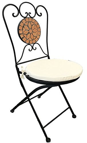 Dekorativer Mosaikstuhl Terrakotta Mosaik Klappstuhl Gartenstuhl mit Stuhlpolster Beige für In- und Outdoor