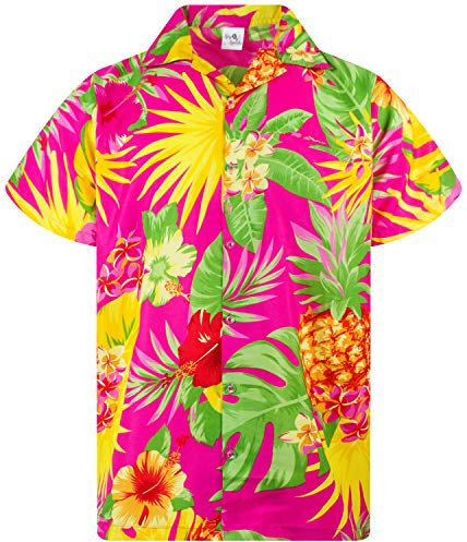 King Kameha Funky-Chemise-Hawaienne, Manche-Courte, Pineapple, Rose, 3XL