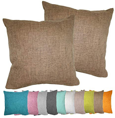 MOON Luxury Doppelpack Kissenhülle in Struktur-Optik Chenille garngefärbt 2 x Kissenbezug 40x40 cm Nougat