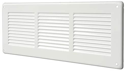La Ventilazione GL30B Griglia di Ventilazione Rettangolare in lamiera verniciata bianca da Sovrapporre, dimensioni 340x140 mm