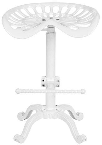 YUANP Wrought Iron Bar Chair, Industrial Style Furniture Creative Tractor Cast Iron Seat Rotating Lift Bar Chair,White