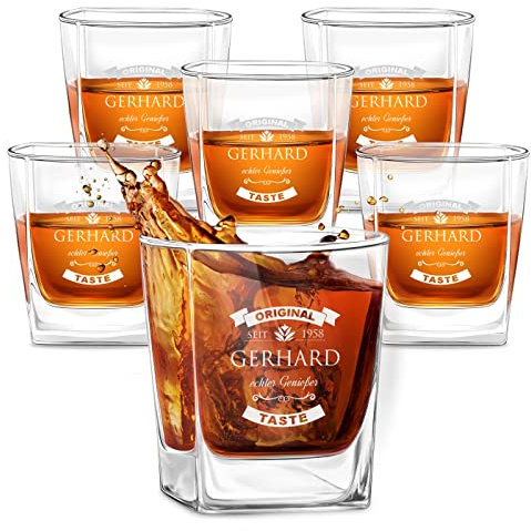 Maverton Whisky Gläser Set mit Gravur - 300 ml - Whiskey Gläser - personalisiert - Weihnachtsgeschenke - Geschenk zum Geburtstag für Männer - Original
