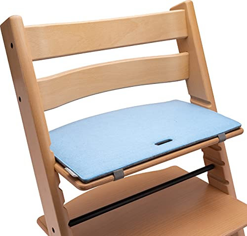 Sitzkissen Hochstuhl kompatibel mit Stokke Tripp Trapp Hochstuhl (blau/grau) Sitzpolster Kissen Sitzauflage Stuhl Polster Auflage Filz - Zubehör für Kinderstuhl Holz Treppenhochstuhl | Mahona