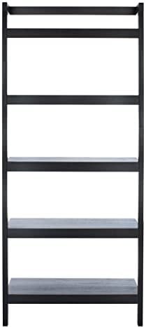 SAFAVIEH Home Collection Beauregard Black 5-Tier Leaning Storage Display Shelves Living Room Bedroom Office Etagere