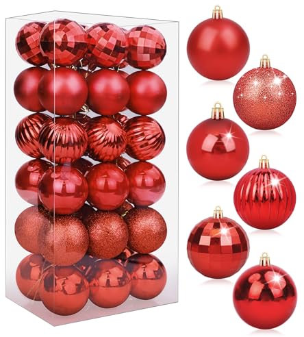 Weihnachtskugeln, 36 Stück Weihnachtskugeln, Weihnachtsdekoration, Weihnachtsbaumschmuck, rote Kugeln, Kugeln für Weihnachten, Festliche Feiertage, Zuhause, Baumschmuck