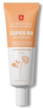 Erborian Super BB - Getönte Tagescreme, pflegt das Gesicht und hilft gegen Unreinheiten - Koreanische Gesichtspflege mit Ginseng und Niacinamid - Pflegende BB Creme, hohe Deckkraft - Gold - 40 ml