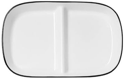 OnePine Assiette Compartiment Adulte Céramique, Assiette de Controle des Portions, Assiette Divisée en 2 Regime, pour Salade, Dessert, Nouille, Bifteck, Petit déjeuner