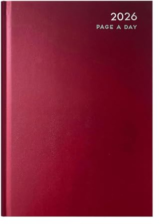 VIVAAS 2026 Diary A4 | A5 | A6 Page A Day Desk And Week To View Hard Backed Organiser For Student, Teacher, Home, Office, Business Year Planner (A4 Day A Page, Red)