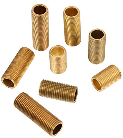 VILLFUL 8 Stück 1 Beutel Befestigungszubehör Lichtre Stangen Stangensicherungsmuttern Professionelle Lampe Hohlkupplung Für Rohr Messing-Kit Qualitätsbeutel Gewinde Goldene Rohre