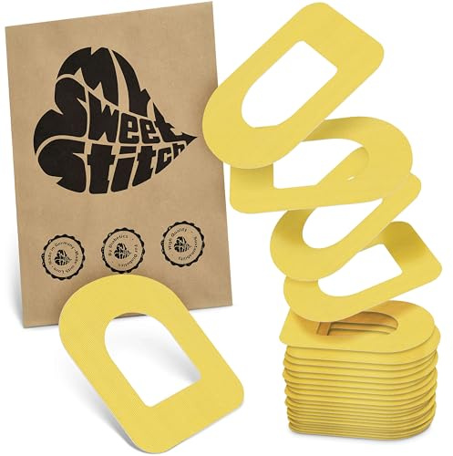 MySweetStitch 25 Ringpatches für Omnipod 5/DASH/EROS oval Yellow | Stabilisiert ablösende Ränder, Mitte bleibt frei, wasserfest und flexibel, bis zu 3 Tage Halt