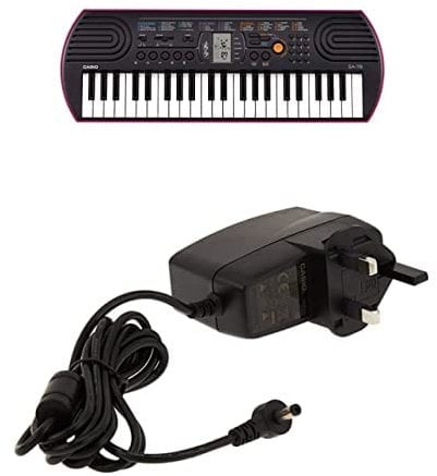 Bundle of Casio SA-78 Mini 44 Keys Keyboard - Pink + Casio AD-E95100LE Keyboard UK 3 Pin Power Supply AC Adapter