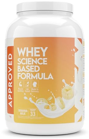 WFN Approved Whey Proteinpulver - Bananenmilch - 1 kg - Mit Laktase - Sehr gut lösliches Eiweißpulver - Produziert & laborgeprüft in Deutschland