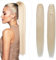 S-noilite Pferdeschwanz Extensions Echthaar mit Klammer - Zopf Haarverlängerung Glatt 120g Extensions Echthaar Ponytail 50cm #60 Platinblond