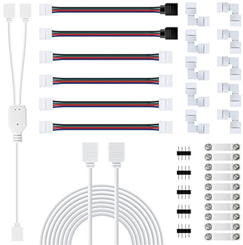 LED Strip Verbinder, Eckverbinder, Verlängerung, Streifen Befestigungsclips, Für 10mm 4 Polig RGB 5050 LED Streifen Verbinder