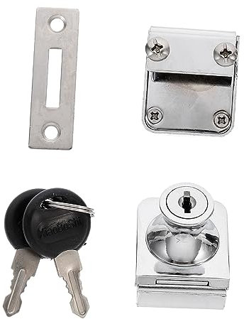 Veemoon 1 Jeu Serrure De Porte Simple En Verre Porte En Verre Serrure Cave à Vin Serrure De Vitrine Serrures De Vitrine Coulissantes En Verre Avec Clé Alliage De Zinc Meubles Bureau