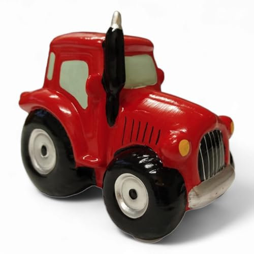Spardose Traktor Sparschwein aus Keramik in Rot