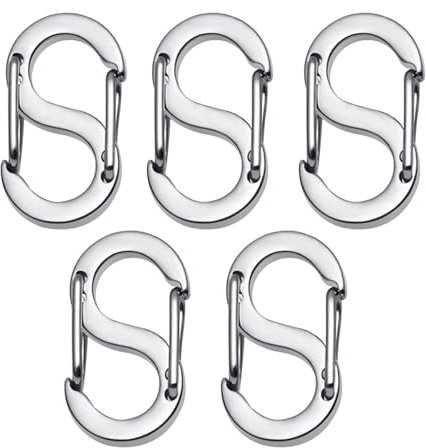 5 Pcs Double Opening Shortener Clasp,Stainless Steel S Shape Necklace Clasps,Keychain Hook Clips,Bracelet Extender Clasp,Necklace Connectors for DIY Bracelet Jewelry Making (Silver S)