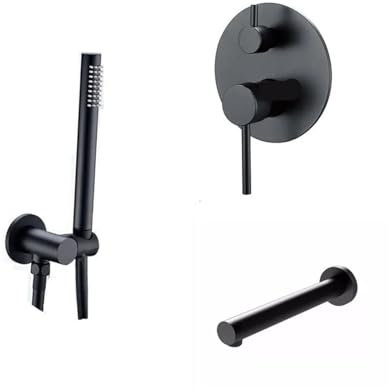 Kupfer mattschwarzes rundes Handbrauseset + Wasserfallkopf + Wasserhahn-Umsteller-Set