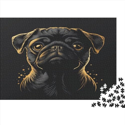 Hölzern Puzzle 2023, Adventskalender Puzzle 1000 Hölzern Teile Weihnachtskalender 2023 Männer Frauen Geschenke Jigsaw Puzzle Adventskalender Geschenke - Süßer Mops