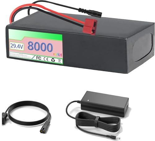 OmurgA Li-Ion Fahrrad Akku 24V,25.2V 29.4V 36V 48V,8Ah 10Ah 12Ah 15AH 20Ah Mit Hoher Kapazität Elektrischer Lithium-Ionen Akku Mit Ladegerät, High Power Lithium-Akku Für 1000W Motor 29.4V8AH,T