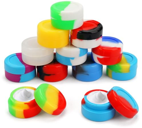 12 Pièces 5 ml Mini Récipients en Silicone, Pot Creme Vide de Silicone Ronds Multicolores Pot CosméTique Vide pour le Stockage des Cosmétiques, Faire Fondre la Cire, Aliments, Huiles, Essentielles