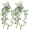 Kepfire 2 Pack Fake Hanging Plants Artificial Decor Small Natural Artificial Ivy Vines Hanging Potted Plants With Purple Flower Decoration Wall Home Living Room Farmhouse