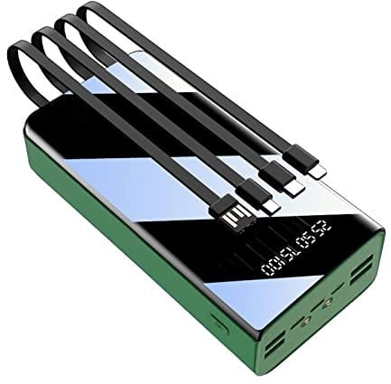 Power Bank Portable Charger Power Bank 50000 Mah Huge Capacity Battery Pack, Built-In Charging Cables, Can Charge 7 Devices at The Same Time,Green
