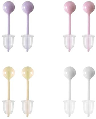 4 Paar Keramik Ohrringe Leicht, Kugel-Ohrringe für empfindliche Ohren Frauen, Porzellan-Piercing-Halterungen für frisch gepiercte Ohren (Rosa, Blau, Weiß, Lila)