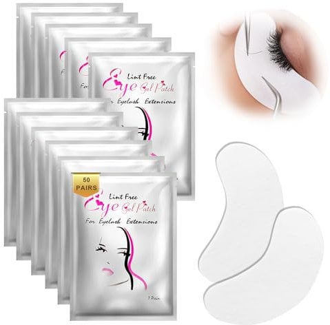 50 Paar Wimpernpads,Wimpernverlängerung Pads,Gel Patches für Eyelash Extensions,Hochwertige Wimpern pads,Wimpernpads für Lash Extensions und Farbanwendung,für Salons & Privatgebrauch(silber)