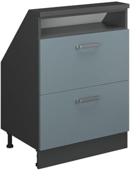 Vicco Mobile cucina sottotetto R-Line, Blu-grigio/antracite, 60 cm con 2 cassetti