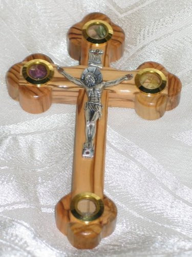 Odeh Ring Holz Kreuz Kruzifix-orthodoxe 14 Station 4 Objektiv Olivenholz 17,8 cm Jerusalem