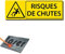 Plaque gravée autocollante 30x10 cm Risques de chutes fond jaune
