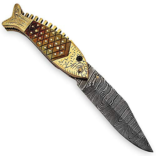 FK-8893 Couteau de Poche Pliant en Acier de Damas Fait à la Main sur Mesure