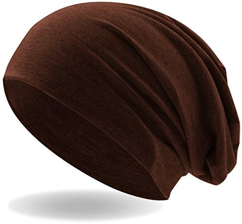 Hatstar® Klassische Slouch Long Beanie Mütze | leicht und weich | für Damen und Herren | Übergangsmütze für Frühling und Sommer (Braun)
