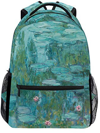 Eslifey Monet Painting Water Lilies Backpack Students Shoulder Bags Travel Bag College School Backpacks