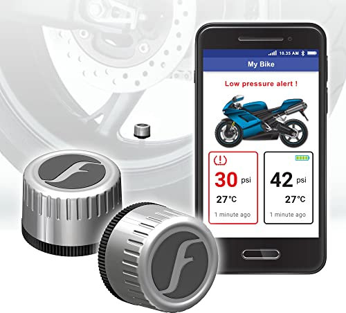 FOBO Bike 2 (Plata) Sistema de control de presión de neumáticos para motocicleta, TPMS, sensor de temperatura