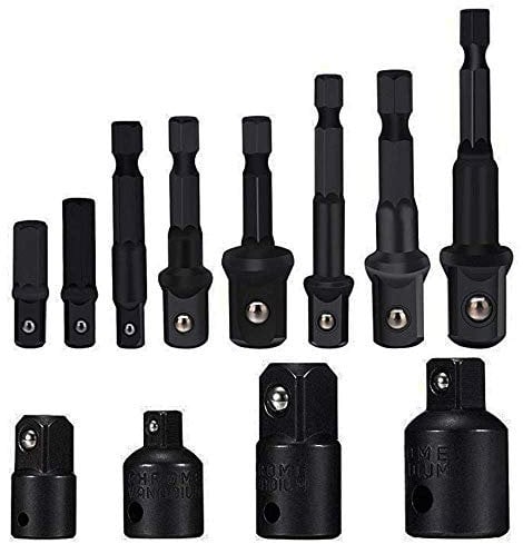 12Pcs Adaptadores Reductores de Impacto, 8Pcs Adaptadores de Dado de Grado Impacto 1/4 3/8 1/2+ 4Pcs Adaptador de Llave de Vaso 1/4'' a 3/8'' – 3/8'' a 1/4'' – 3/8'' a 1/2'' – 1/2'' a 3/8'' | CR-V