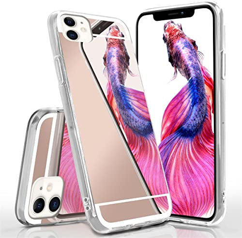 moex Mirror Case kompatibel mit iPhone 11 Spiegelhülle aus Silikon, Hülle mit Spiegeleffekt, Glitzer Handy Schutzhülle verspiegelt, Spiegel Handyhülle - Rosegold