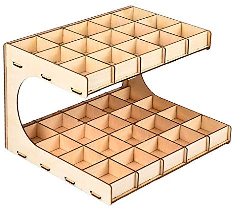 Perfeclan DIY Farbständer Holzregal Farbhalter Pinselhalter für große Farbensammlung, 2-lagiges 35-Gitter