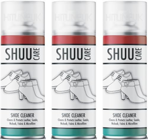 HitlineUK 3 x 300ml Shuu Shoe Trainer Boot Spray Cleaner Fabric Leather Suede Nubuck Walking
