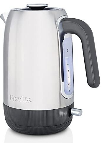 Breville Edge Electric Kettle | 1.7 Litre | Glows When Hot to Avoid Re-Boiling | 3kW Fast Boil | Brushed Stainless Steel [VKT192]