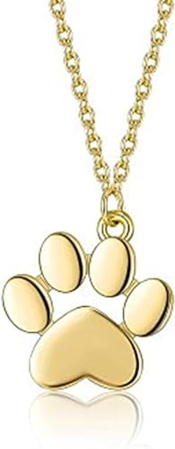 AMTBBK 925 Sterling Silber Halskette Für Frauen Niedliche Hund Fußabdrücke Paw Anhänger Halsketten Fein Silber Schmuck Geschenk,Gold