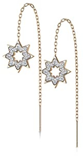 beyoutifulthings 1 Paar Damen Ohrringe Durchzieher Kristall Pavé Clear Schneeflocke Anhänger Ohr-ringe Ohr-stecker Ohring Chirurgenstahl Silber Gold Roségold