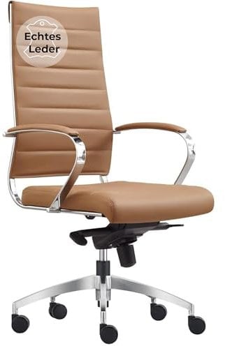 Sedero Bürostuhl Granada - mit Synchron Wippmechanik (Leder, Cognac)