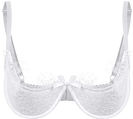 Kaerm Women's 1/4 Cup Push Up Bra Underwired Shelf Bra Underwear Bralette Tops Brassiere White 3XL
