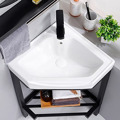 Eckwaschbecken Waschbecken mit Unterschrank Waschplatz Waschtisch ,Keramik-Waschbecke Badmöbel Set Badezimmer Waschtischunterschrank Keramikwaschbecken Waschbeckenunterschrank ( Size : 38x38cm/15x15in