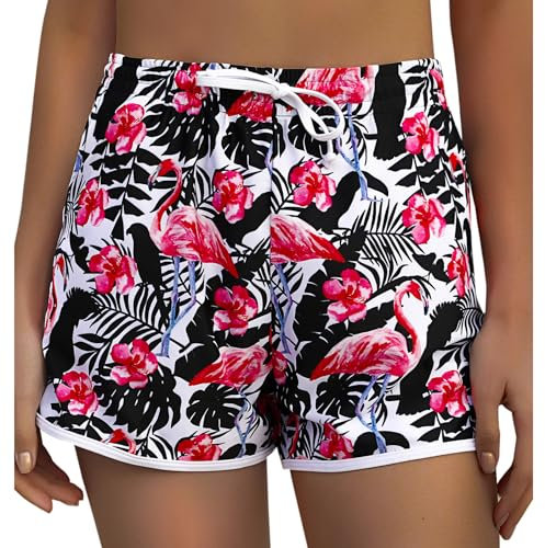 Marvmys Shorts de Bain Femme Eté Sport Shorts de Plage avec Cordon Réglable Multiusage Femme Shorts de Bain pour Yoga Jogging Natation Plage Piscine Rose L