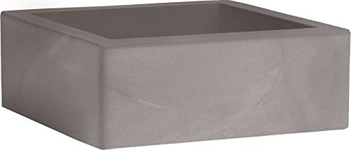 Tecnokit Nicoli Macetero cuadrado Minos de resina, jardinera cuadrada elegante para interior y exterior (60 x 60 x 22,5 cm, CENERA)