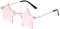 YUELUQU Vintage Mode Lustige Festival Sonnenbrillen Metall Rahmenlose Frauen Herren Punk Party Gläser (Stern-rose)